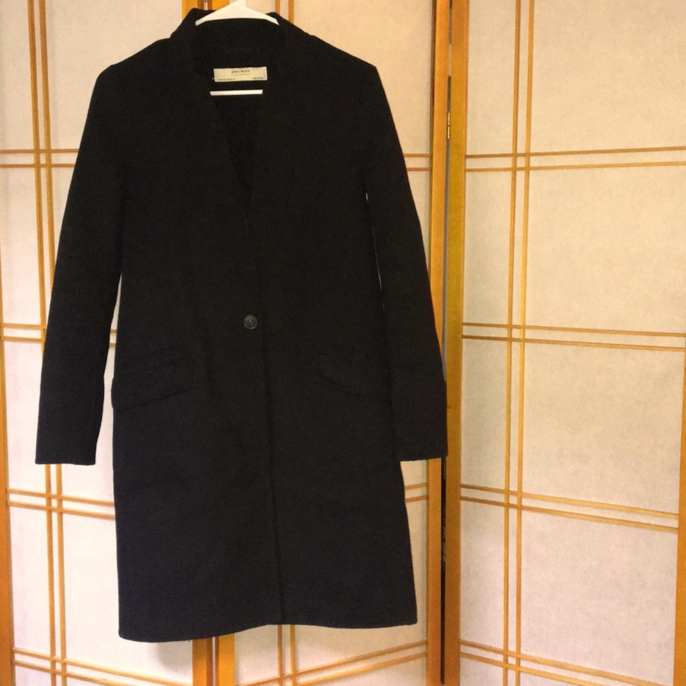 Zara Basic Outerwear black wool peacoat